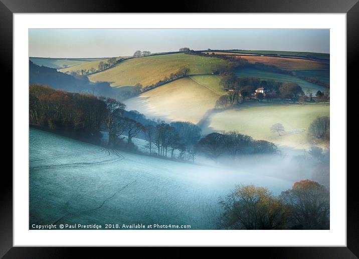 Misty Devon Valley Framed Mounted Print by Paul F Prestidge