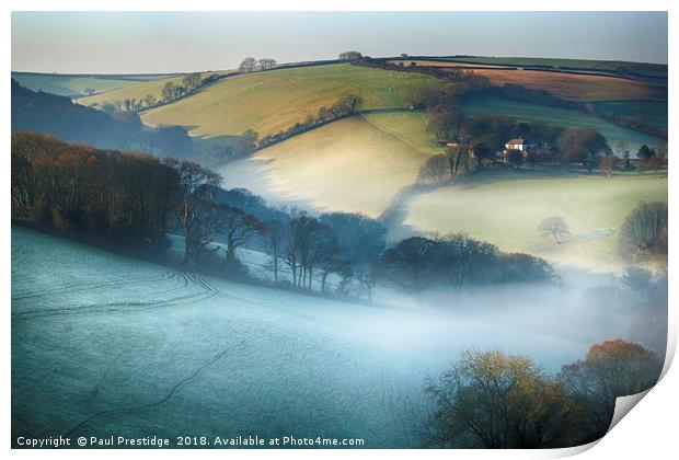 Misty Devon Valley Print by Paul F Prestidge