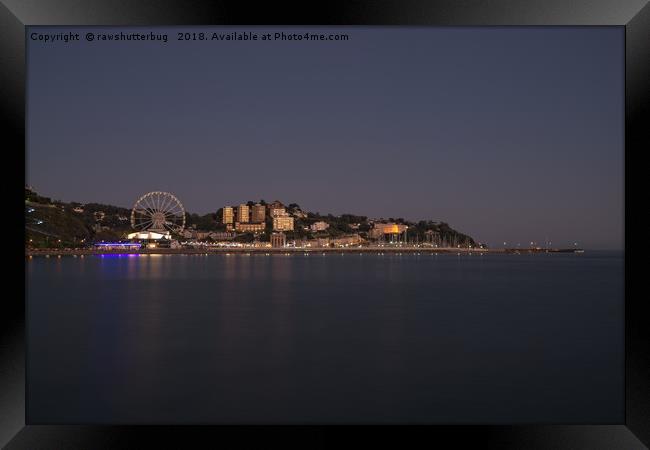 Torquay At Night Framed Print by rawshutterbug 