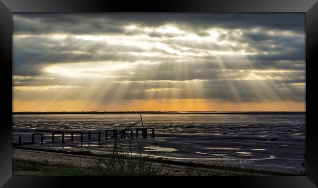 The old jetty at Snettisham in Norfolk at low tide Framed Print by Gary Pearson