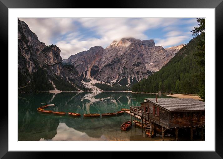 Lago di Braies Framed Mounted Print by Sandra Kepkowska
