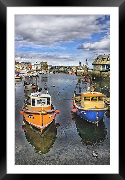 Mevagissey Fishing Harbour Framed Mounted Print by Jim kernan