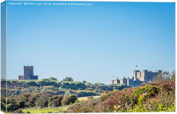 Dover Castle and St Mary in Castro church Canvas Print by Robin Lee