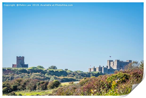 Dover Castle and St Mary in Castro church Print by Robin Lee
