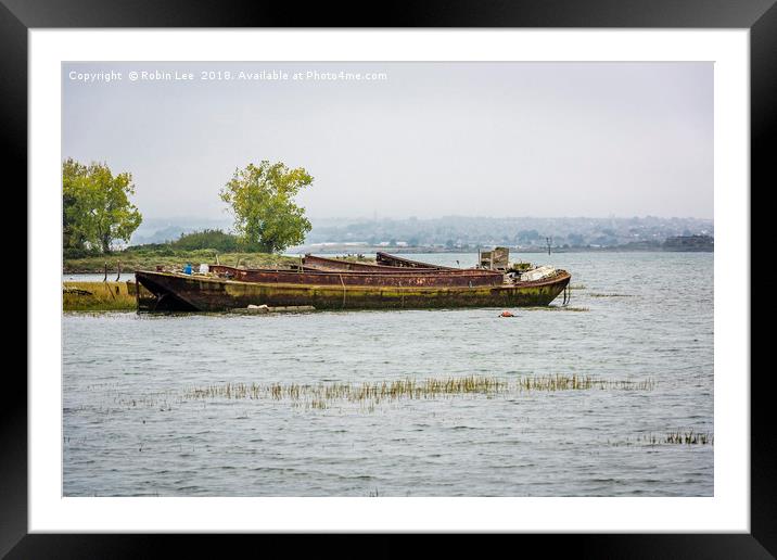 Boat Wrecks on the River Medway Framed Mounted Print by Robin Lee