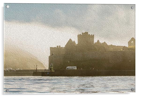 Peel Castle, Isle of Man with Oil Painting Filter Acrylic by Paul Smith