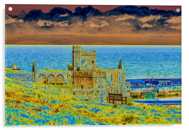 Peel Castle, Isle of Man with Solarized Filter Acrylic by Paul Smith