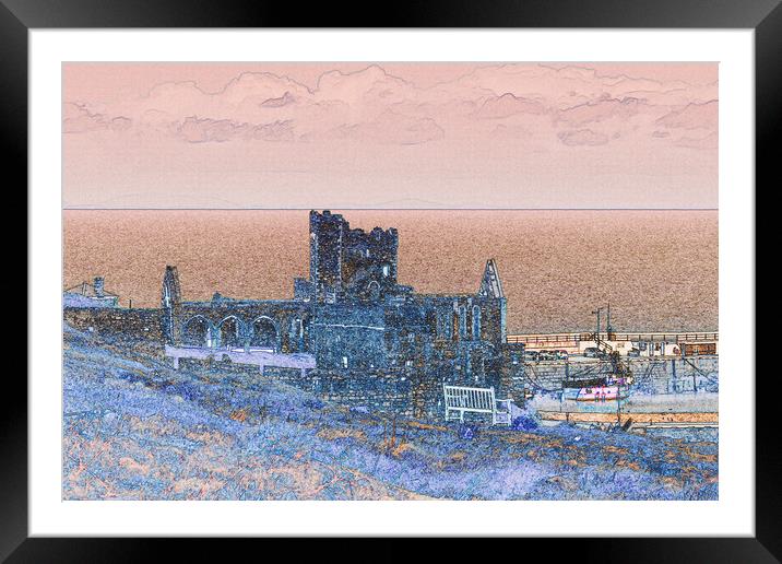 Peel Castle, Isle of Man with a Find Edge Filter Framed Mounted Print by Paul Smith