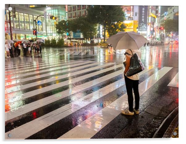 Rain In Shibuya Acrylic by Clive Eariss