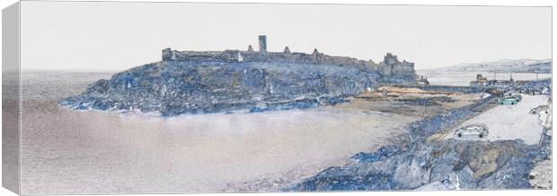 Peel Castle, Isle of Man with Find Edges Filter Canvas Print by Paul Smith