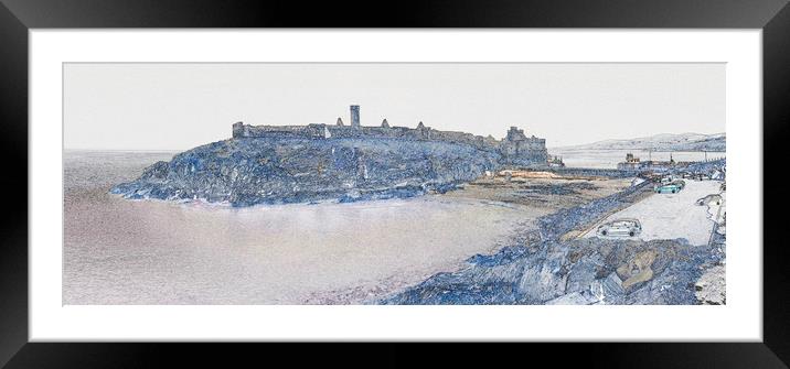 Peel Castle, Isle of Man with Find Edges Filter Framed Mounted Print by Paul Smith