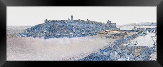 Peel Castle, Isle of Man with Find Edges Filter Framed Print by Paul Smith