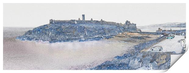 Peel Castle, Isle of Man with Find Edges Filter Print by Paul Smith