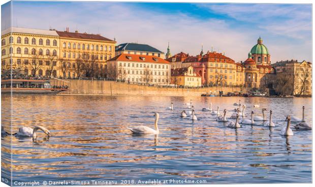 Prague cityscape and the Vltava river Canvas Print by Daniela Simona Temneanu