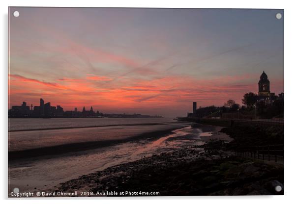 Merseyside Sunrise Acrylic by David Chennell