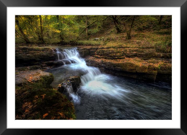 Waterfall country South Wales Framed Mounted Print by Leighton Collins