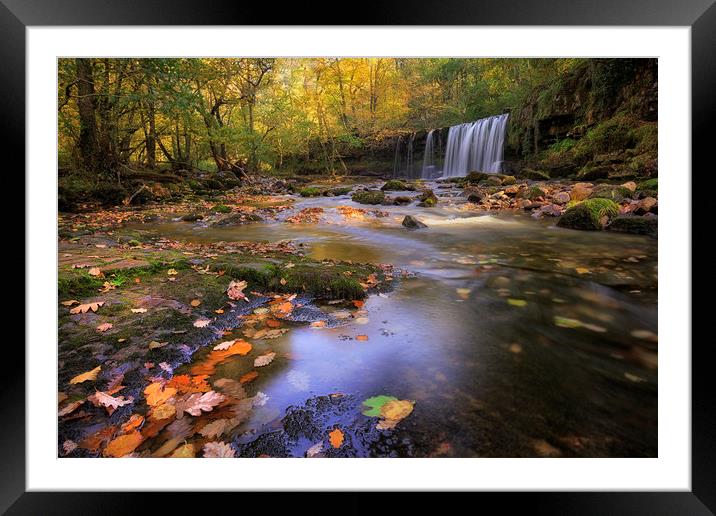 Sgwd Ddwli Uchaf waterfalls Framed Mounted Print by Leighton Collins