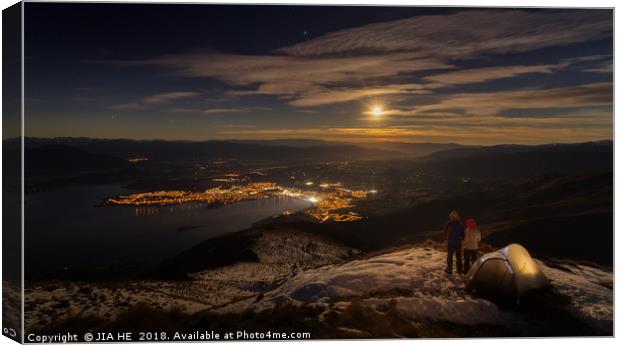 Wanaka moonrise Canvas Print by JIA HE