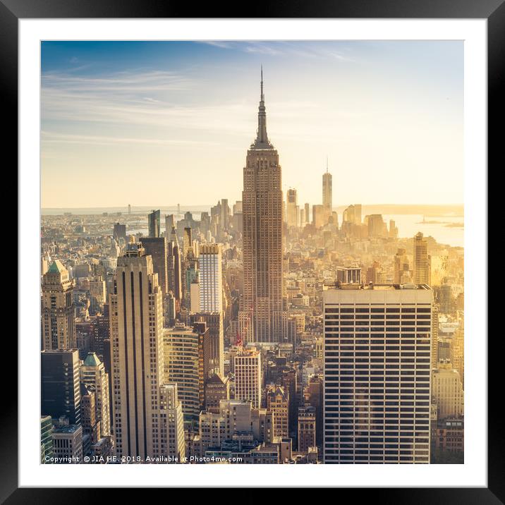 New York City skyline  Framed Mounted Print by JIA HE