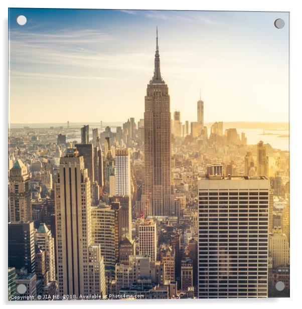 New York City skyline  Acrylic by JIA HE
