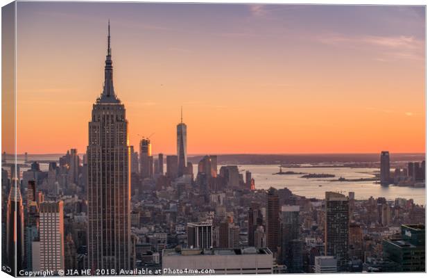 New York City at sunset Canvas Print by JIA HE