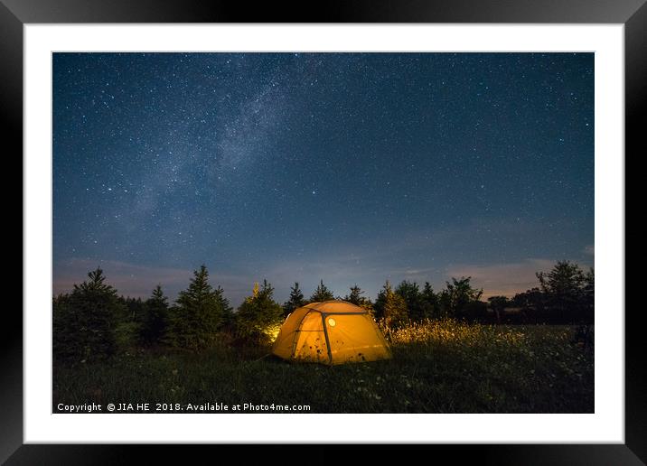 camping under stars Framed Mounted Print by JIA HE