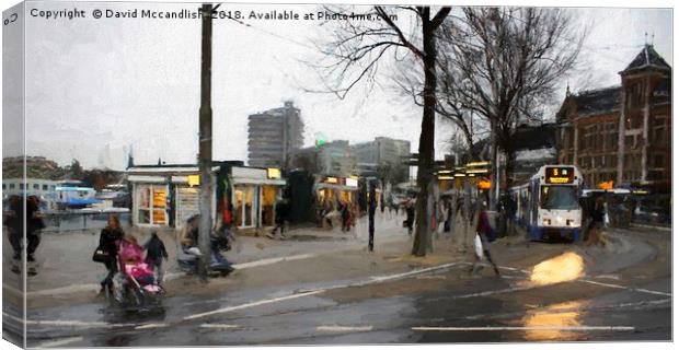    Amsterdam on a Rainy Day                        Canvas Print by David Mccandlish