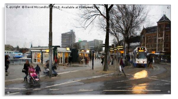   Amsterdam on a Rainy Day                        Acrylic by David Mccandlish