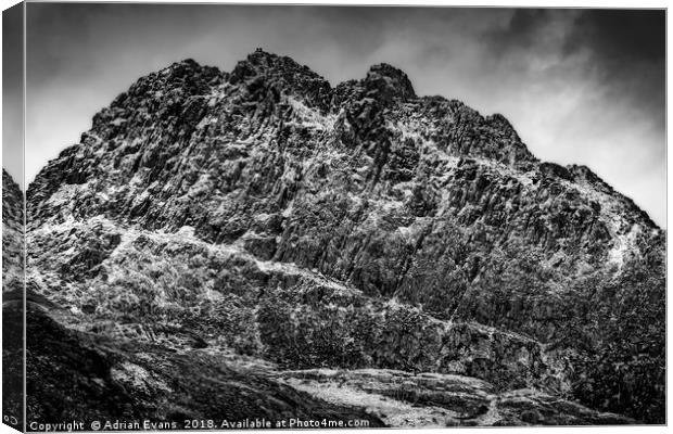 Tryfan mountain East Face  Canvas Print by Adrian Evans