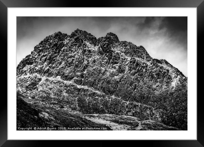Tryfan mountain East Face  Framed Mounted Print by Adrian Evans