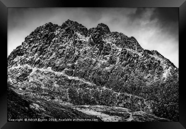 Tryfan mountain East Face  Framed Print by Adrian Evans