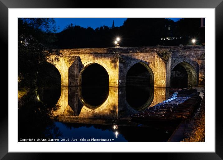 Elvet Bridge at Night Durham Framed Mounted Print by Ann Garrett