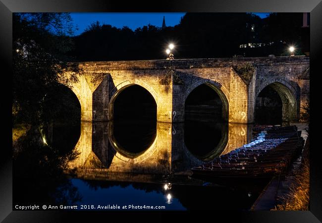 Elvet Bridge at Night Durham Framed Print by Ann Garrett