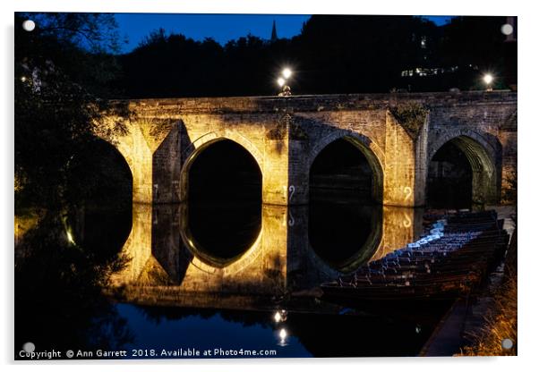 Elvet Bridge at Night Durham Acrylic by Ann Garrett