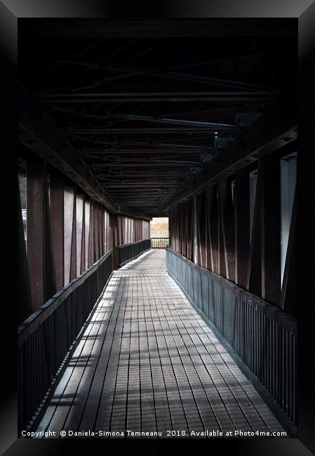 Long wooden covered bridge Framed Print by Daniela Simona Temneanu