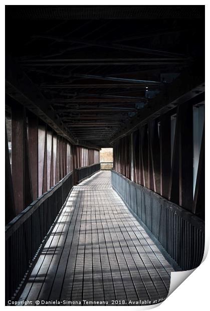 Long wooden covered bridge Print by Daniela Simona Temneanu