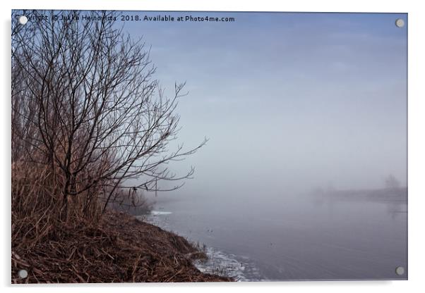 Heavy Mist Over The River Water Acrylic by Jukka Heinovirta