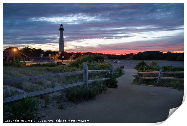 Cape May Point lighthouse landscape  Print by JIA HE