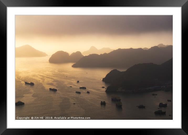 Lan Ha Bay landscape Framed Mounted Print by JIA HE
