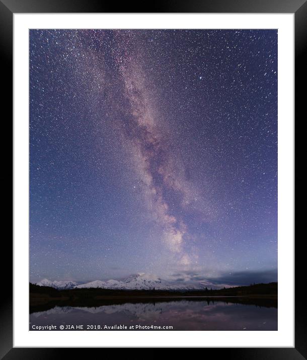 Denali night sky Framed Mounted Print by JIA HE