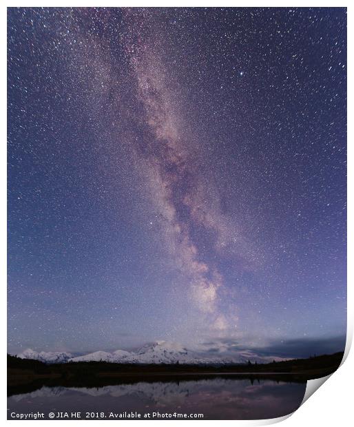 Denali night sky Print by JIA HE