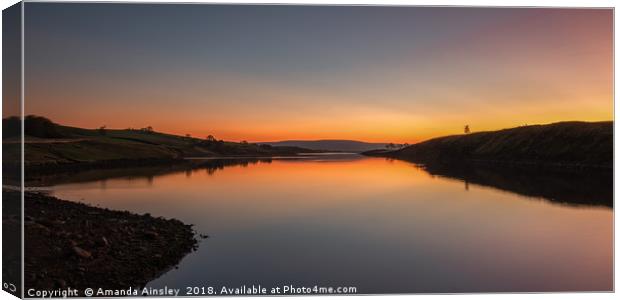 Radiant Sunrise Over Grassholme Reservoir Canvas Print by AMANDA AINSLEY