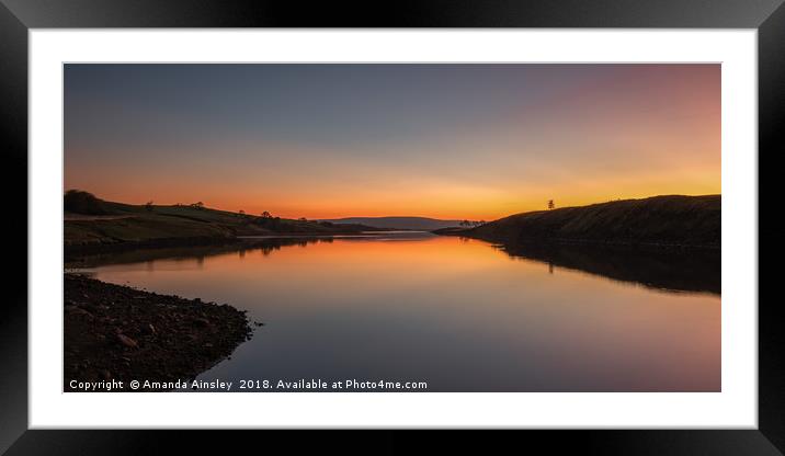 Radiant Sunrise Over Grassholme Reservoir Framed Mounted Print by AMANDA AINSLEY