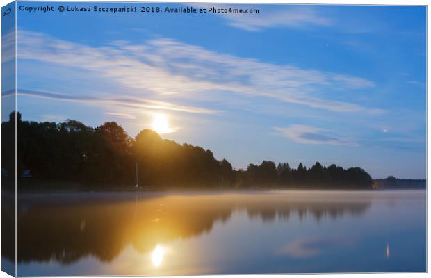 Full moon over the lake Canvas Print by Łukasz Szczepański