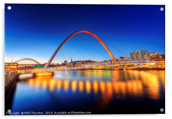 Gateshead Millennium Bridge No.3 Acrylic by Phill Thornton