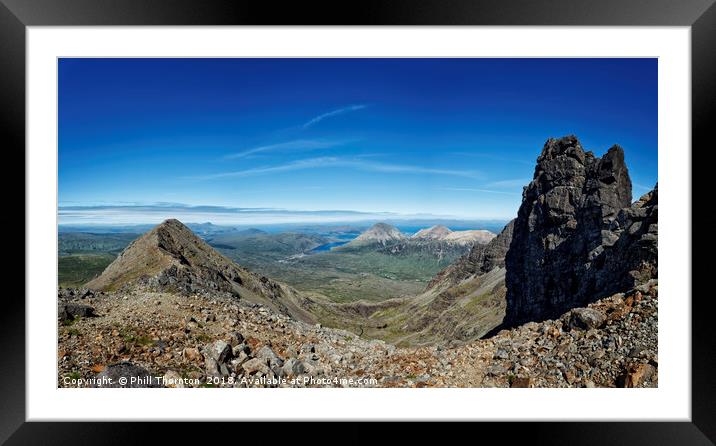 View of the Red Cuillins from the Black Cuillin  Framed Mounted Print by Phill Thornton