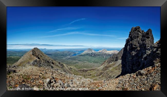View of the Red Cuillins from the Black Cuillin  Framed Print by Phill Thornton