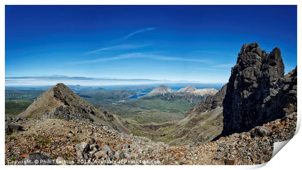 View of the Red Cuillins from the Black Cuillin  Print by Phill Thornton