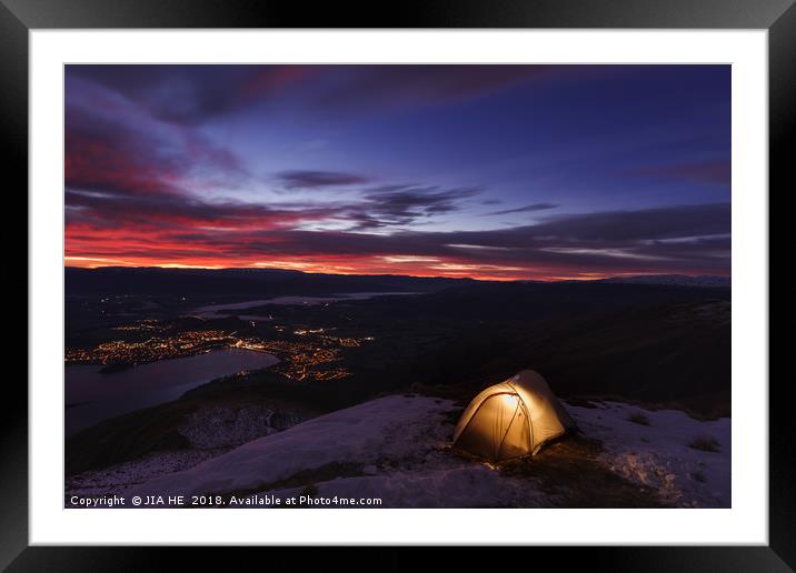 camping on Roys Peak Framed Mounted Print by JIA HE