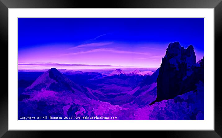 View of the Red Cuillins from the Black Cuillin di Framed Mounted Print by Phill Thornton